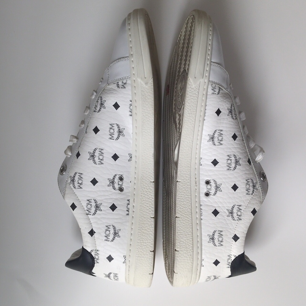 MCM Terrain Monogram Derby White Black Lace Up Leather Sneaker EU 42/US 9 In Box - Picture 10 of 17
